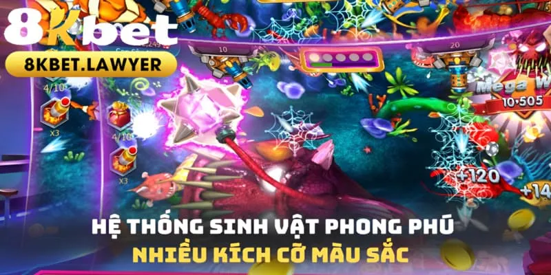 Hệ thống sinh vật phong phú nhiều kích cỡ màu sắc